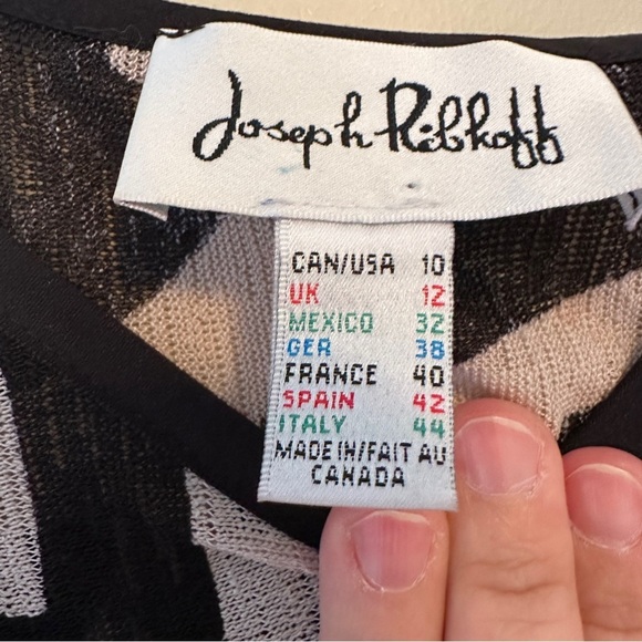 Joseph Ribkoff NWT Black Tan Zebra Aztec Print Poncho Top Size 10 - Picture 4 of 9